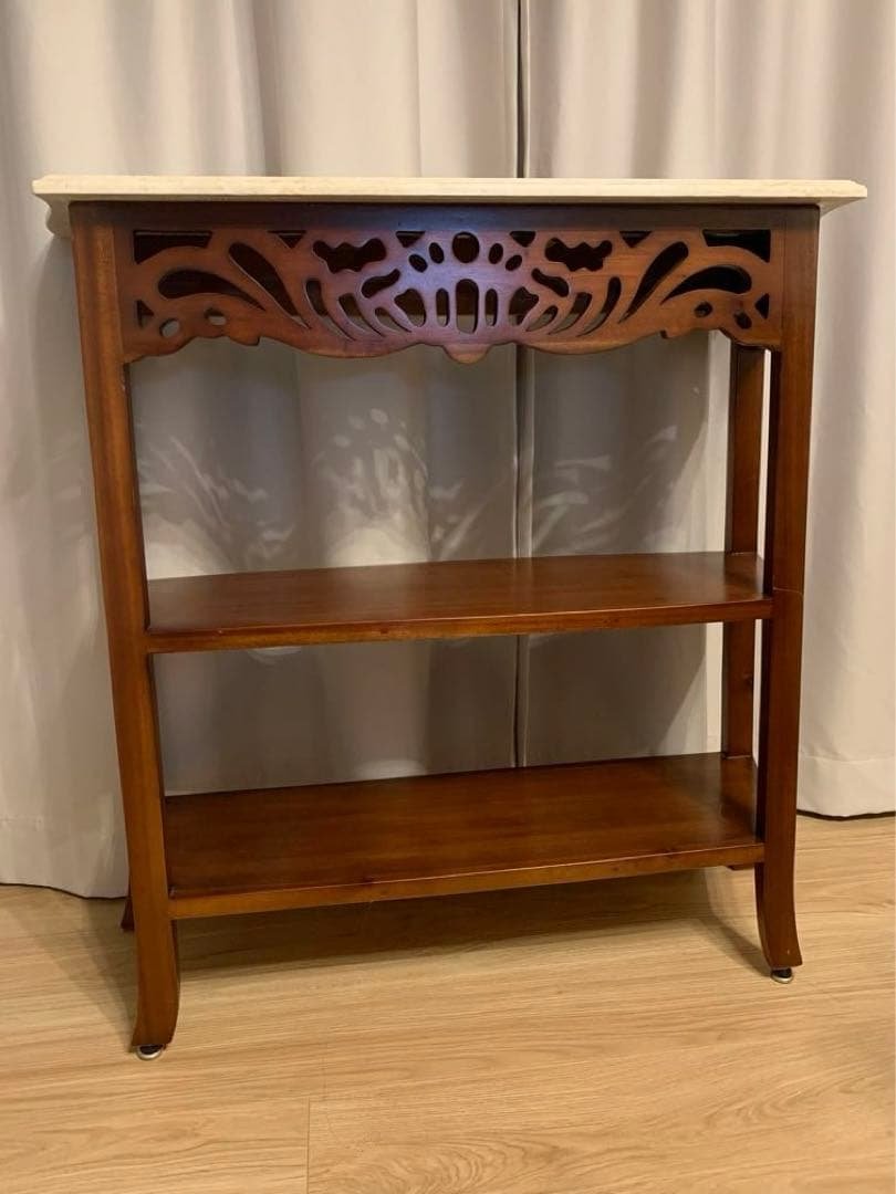 無垢マホガニー 天然大理石天板マーブルトップ棚 アンティーク 楽天市場】送料無料 新品 マホガニー 無垢材 アンティーク調